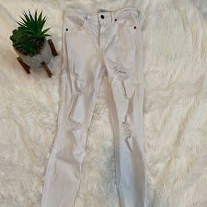 White high waisted ripped jeans